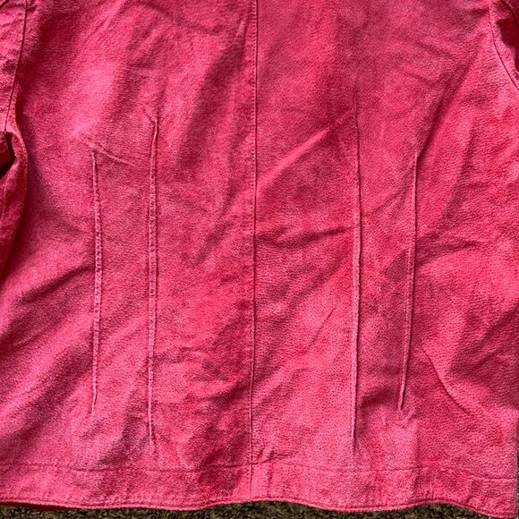 Vintage Red-pink Suede 100% Genuine Leather Womens L Biker Stylish Lightweight - Picture 6 of 8